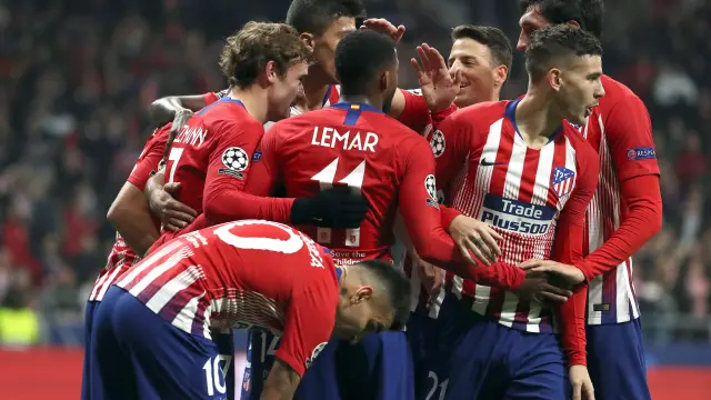 El Atlético de Madrid celebra uno de sus goles.
