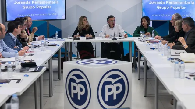 Beamonte ha presidido este jueves la reunión del grupo parlamentario del PP en la sede del partido.
