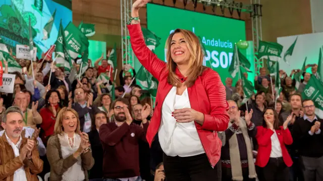 La candidata Susana Díaz, durante el acto de cierre de la campaña electoral.