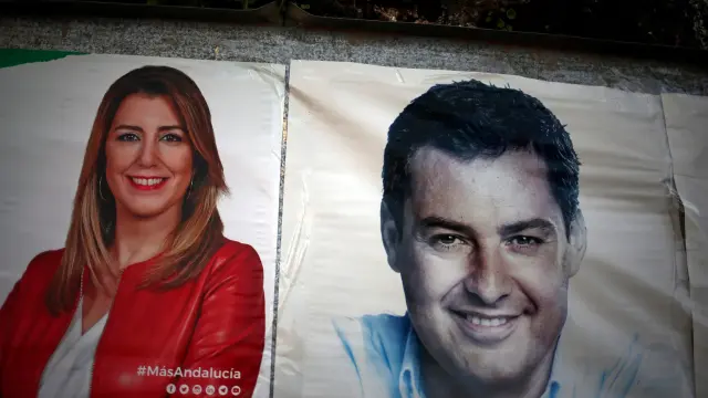 La candidata socialista Susana Díaz y el candidato del PP Juan Manuel Moreno Bonilla