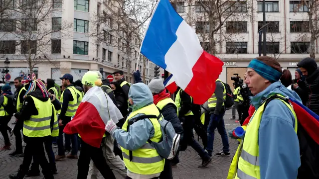 Protestas de los chalecos amarillos en París.