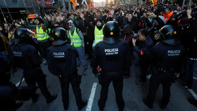 Protestas por la celebración del Consejo de Ministros en Barcelona.