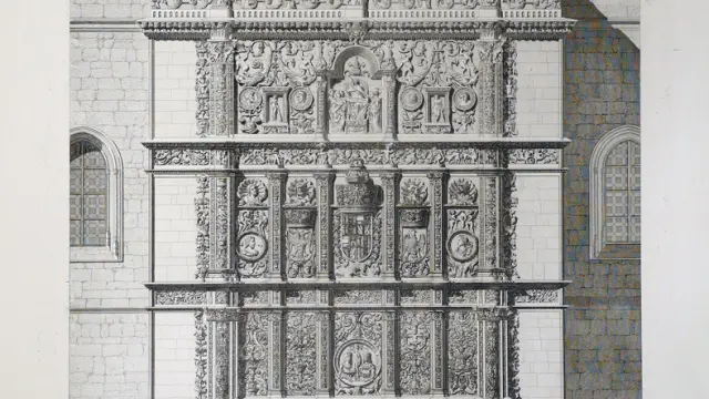 Uno de los grabados, que recoge la fachada de la Universidad de Salamanca.