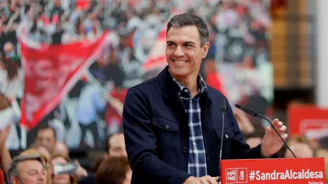 Pedro Sánchez en el acto de proclamación de Sandra Gómez como candidata socialista a la alcaldía de Valencia