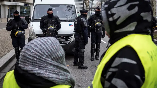 Miembros del movimiento francés de los "chalecos amarillos" en una manifestación el pasado jueves en Francia.