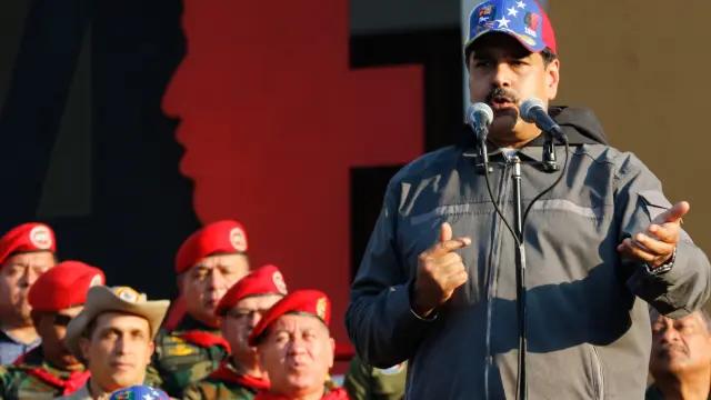 Nicolás Maduro durante un acto del Gobierno con militares.