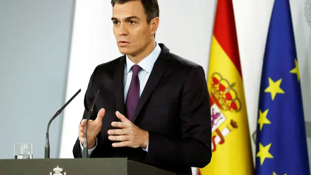 Pedro Sánchez durante su comparecencia en la Moncloa.