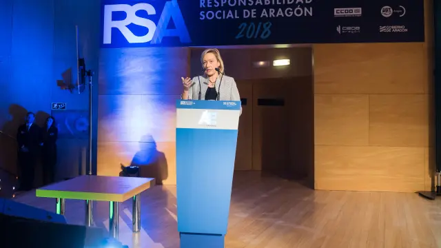 La consejera de Economía Marta Gastón en un foro de Responsabilidad Social Corporativa celebrado en 2018