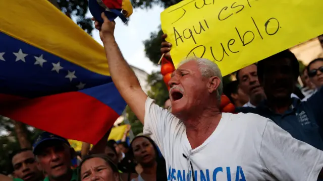 Manifestación en Cúcuta, localidad colombiana en la frontera con Venezuela.
