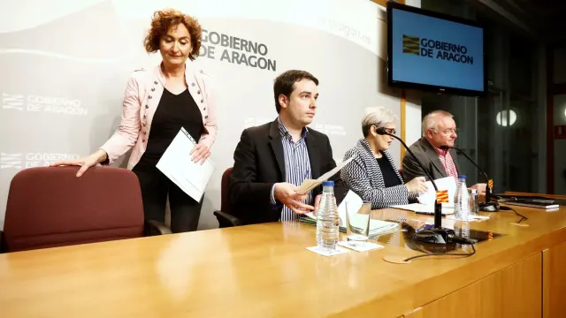 Olga Alastruey, Ricardo Almalé, Isabel Casbas y Pedro Joaquín Simón, este miércoles, en rueda de prensa.
