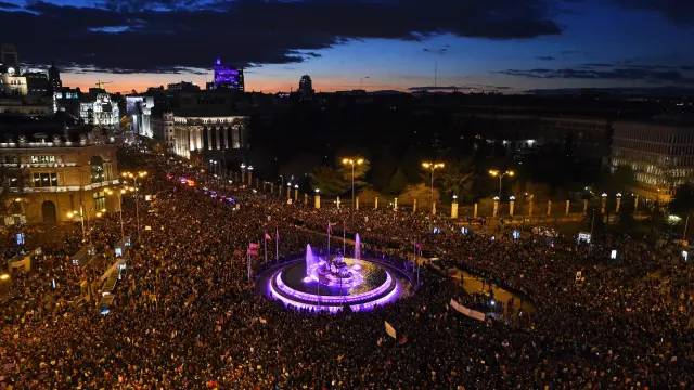 Multitudinaria manifestación feminista en Madrid.
