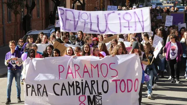Una de las dos manifestaciones convocadas en Huesca