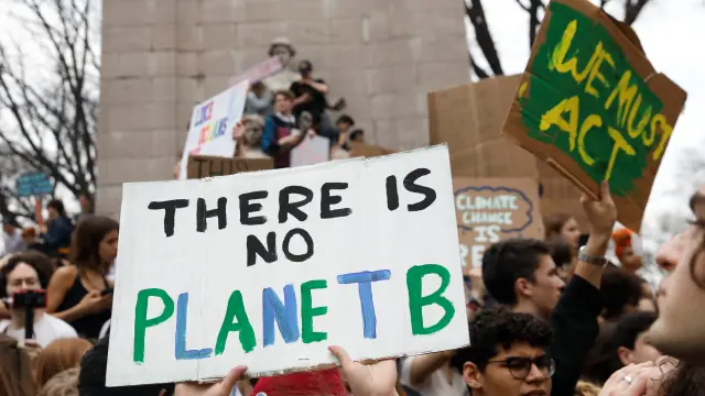 Manifestación de estudiantes en Nueva York contra el cambio climático.