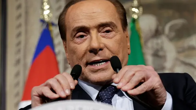 FILE PHOTO: Former Italian prime minister Silvio Berlusconi speaks after talks with President Sergio Mattarella at the Quirinale palace in Rome, Italy, April 12, 2018. REUTERS/Max Rossi/File Photo [[[REUTERS VOCENTO]]] ITALY-MODEL/DEATH