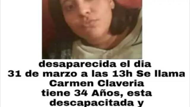 Carteles para buscar a Carmen Clavería, desaparecida en Montañana.