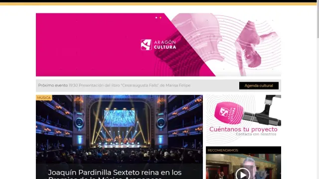 Imagen de la web 'Aragón Cultura', que ha estrenado la CARTV esta mañana.