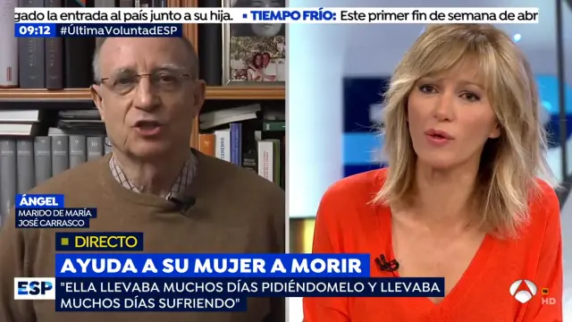 Momento de la entrevista de Susanna Griso a Ángel Hernández en Espejo Público.