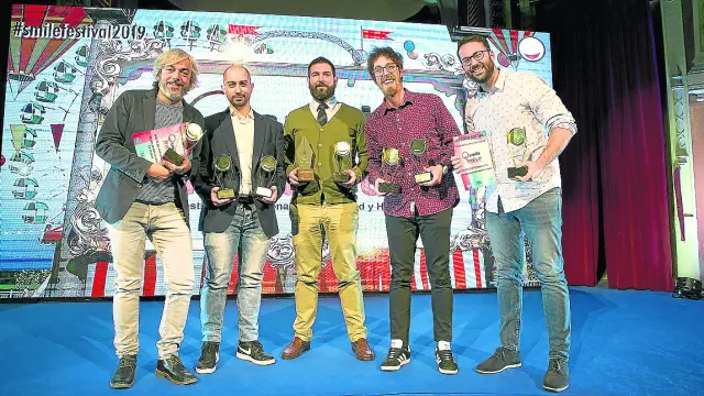 Alberto Martínez, Jesús Piazuelo, Alejandro Gracia y el dúo Cómico Jajajers.