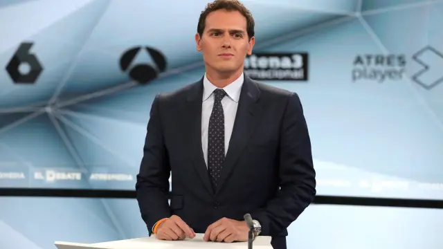 El líder de Ciudadanos, Albert Rivera, en el segundo debate electoral a cuatro de los candidatos a presidir el Gobierno de España tras las elecciones generales.