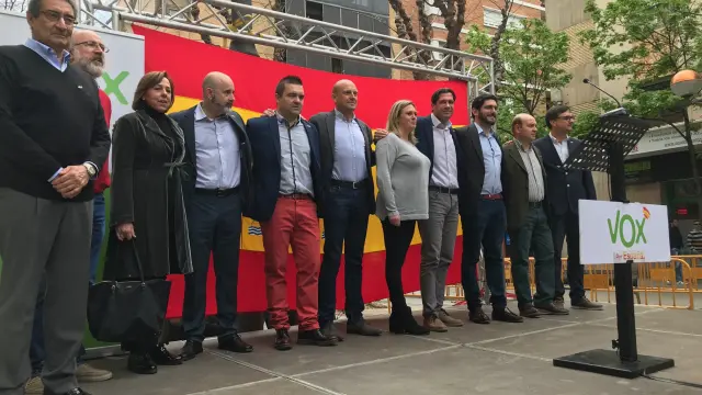 Imagen de los principales candidatos de Vox al Congreso y al Senado por las tres provincias aragonesas.