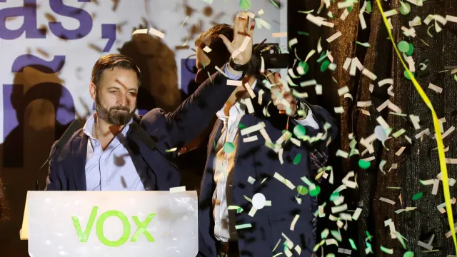 El presidente de Vox, Santiago Abascal, valora los resultados electorales.