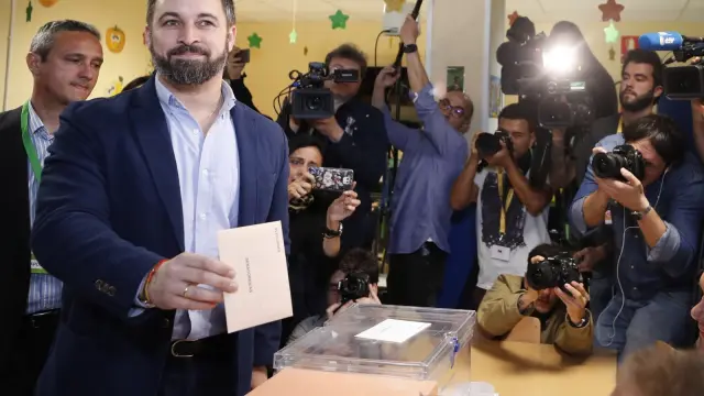 Santiago Abascal ha votado en un colegio de Madrid.