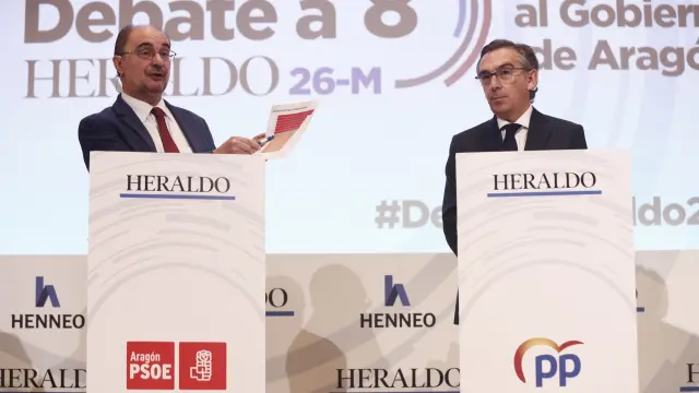 Lambán y Beamonte en el debate para la presidencia del Gobierno de Aragón.