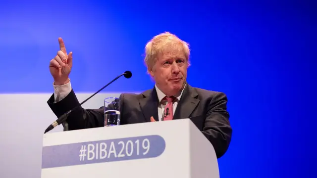 Boris Johnson attends the 2019 British Insurance Brokers' Association (BIBA) conference in Manchester, Britain May 16, 2019, in this handout photo obtained by Reuters on May 16, 2019. MUST ON SCREEN COURTESY BIBA 2019 CONFERENCE/Handout via REUTERS THIS IMAGE HAS BEEN SUPPLIED BY A THIRD PARTY. NO RESALES. NO ARCHIVES [[[REUTERS VOCENTO]]] BRITAIN-EU/JOHNSON