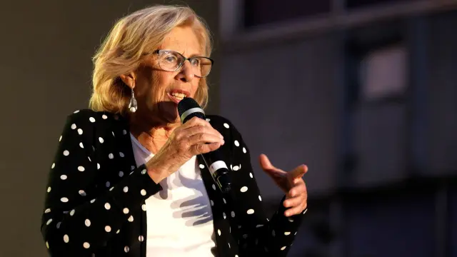 Manuela Carmena durante un acto de campaña en Madrid.