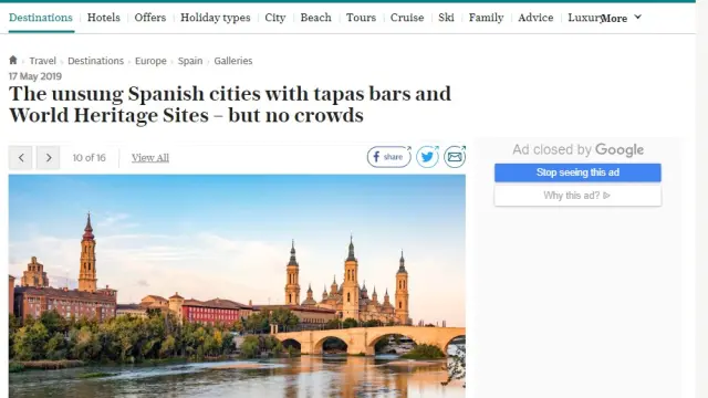 Reseña de Zaragoza en la edición digital de 'The Telegraph'