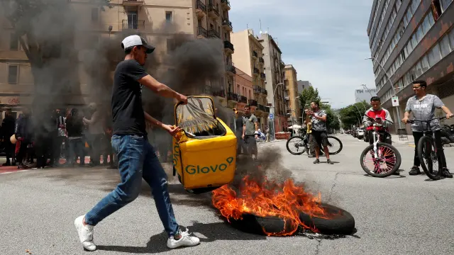 Protesta en Barcelona tras la muerte del repartidor