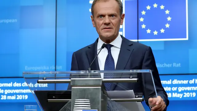 European Council President Donald Tusk holds a news conference after a European Union leaders summit following the EU elections, in Brussels, Belgium May 28, 2019.  REUTERS/Yves Herman [[[REUTERS VOCENTO]]] EU-ELECTION/SUMMIT