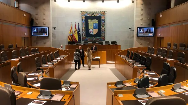 La cámara de las Cortes de Aragón, antes de arrancar la sesión constitutiva de la X legislatura