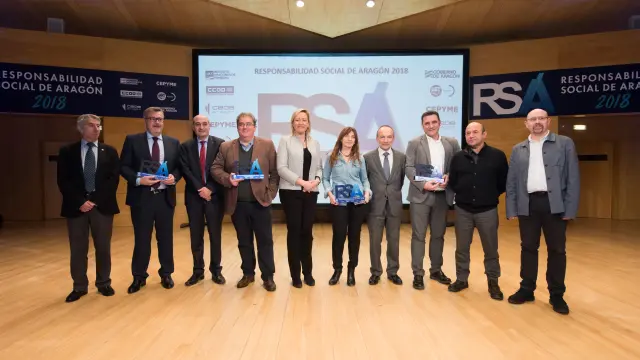 Los participantes galardonados en la última edición de los premios de Responsabilidad Social de Aragón.