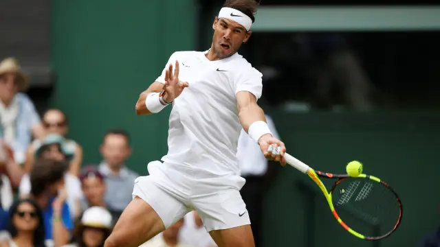 Tennis - Wimbledon - All England Lawn Tennis and Croquet Club, London, Britain - July 6, 2019  France's Jo-Wilfried Tsonga in action during his third round match against Spain's Rafael Nadal  REUTERS/Tony O'Brien [[[REUTERS VOCENTO]]] TENNIS-WIMBLEDON/