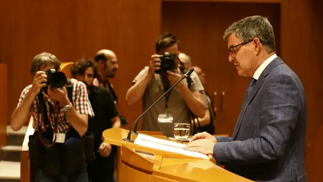Vicente Guillén (PSOE), en la segunda sesión de investidura de Lambán.