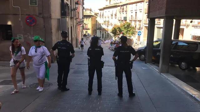 Control policial en las fiestas de San Lorenzo.