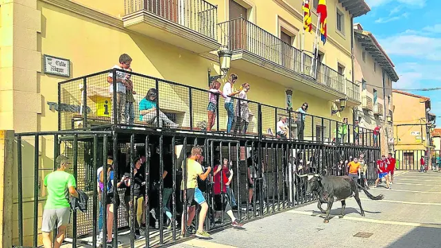 Vaquillas por las calles de La Puebla de Valverde.