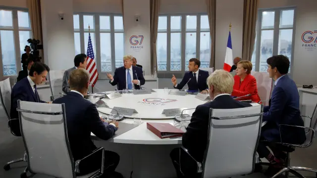 Los líderes del G7 en la reunión mantenida en la mañana de este domingo