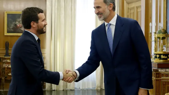 Pablo Casado se reúne con el Rey en el Palacio de la Zarzuela.