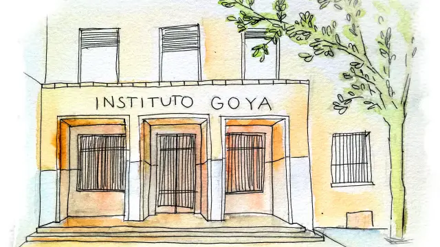 Dibujo al natural del Instituto Goya en Zaragoza.