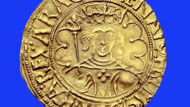 Moneda de Renato I, pretendido rey de Aragón.