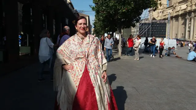 Sara Fernández, en la Ofrenda de Flores.
