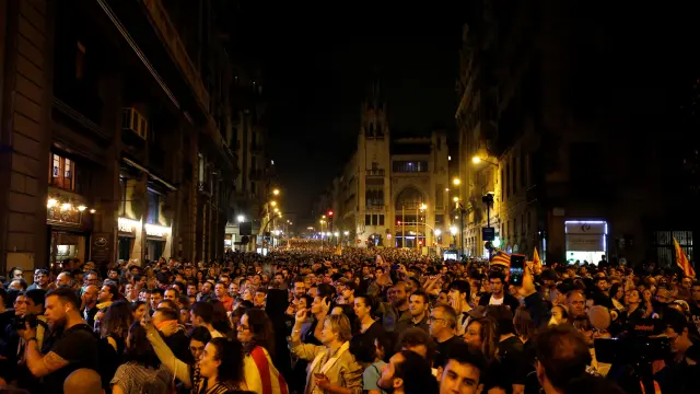 La protesta de este lunes en Barcelona.