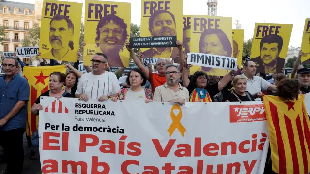 Manifestacion en Valencia tras la sentencia del 'procés'