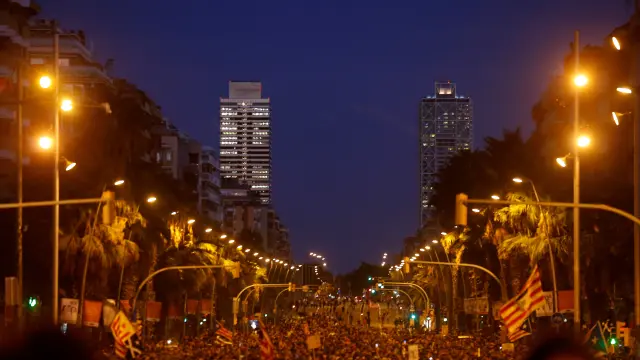 La manifestación de este miércoles en Barcelona.