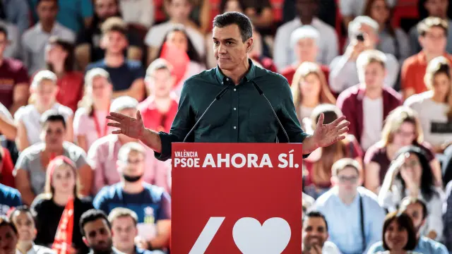 Pedro Sánchez, en un acto de campaña este sábado en Valencia.