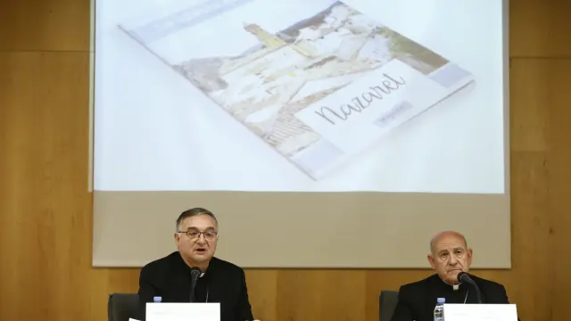 Antonio Gómez y Vicente Jiménez durante la presentación de la carta pastoral