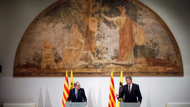 Rueda de prensa conjunta del presidente catalán y su homólogo de Flandes.
