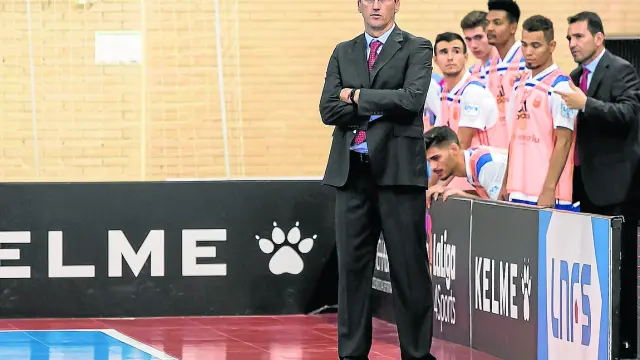 El entrenador Santi Herrero, en el partido Fútbol Emotion-Palma de la anterior temporada